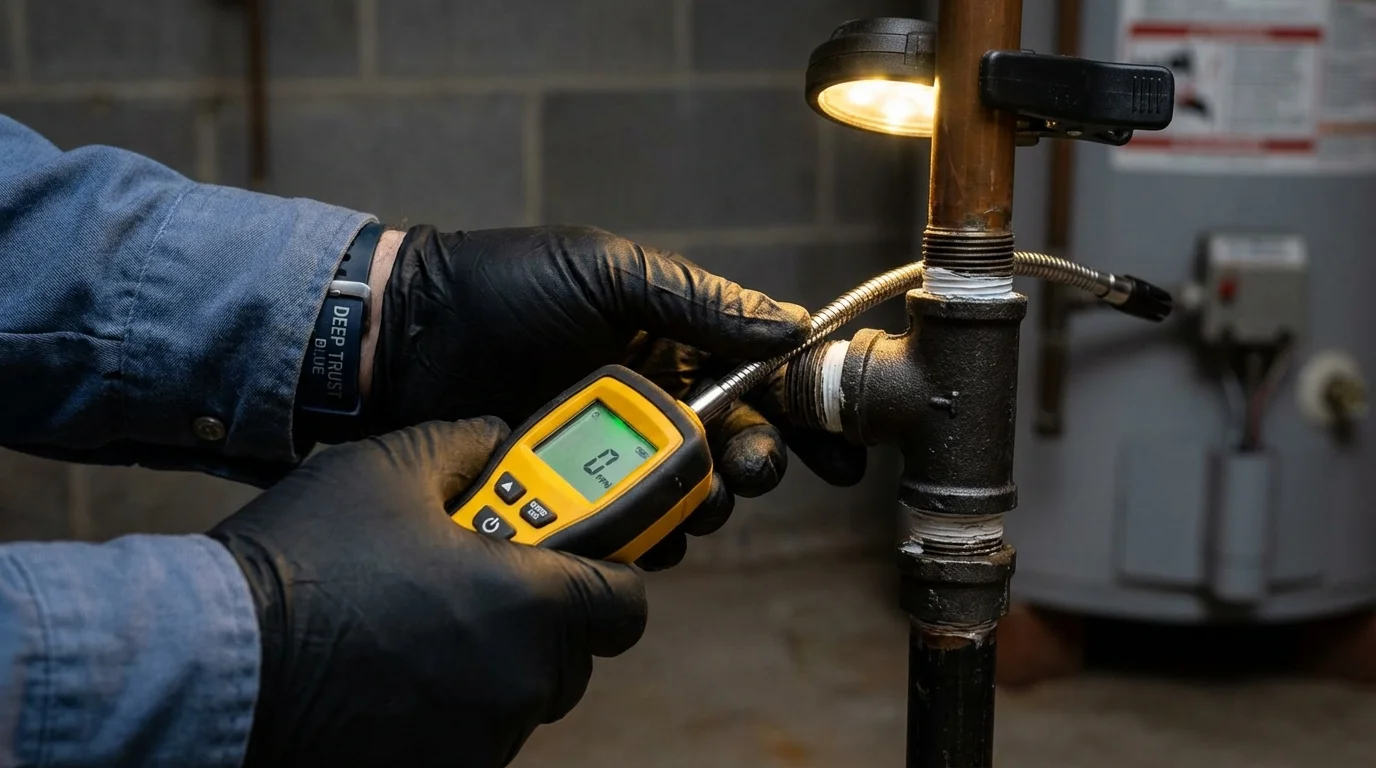 Gas leak detection with electronic sniffer by Johns Plumbing LLC in Slatington