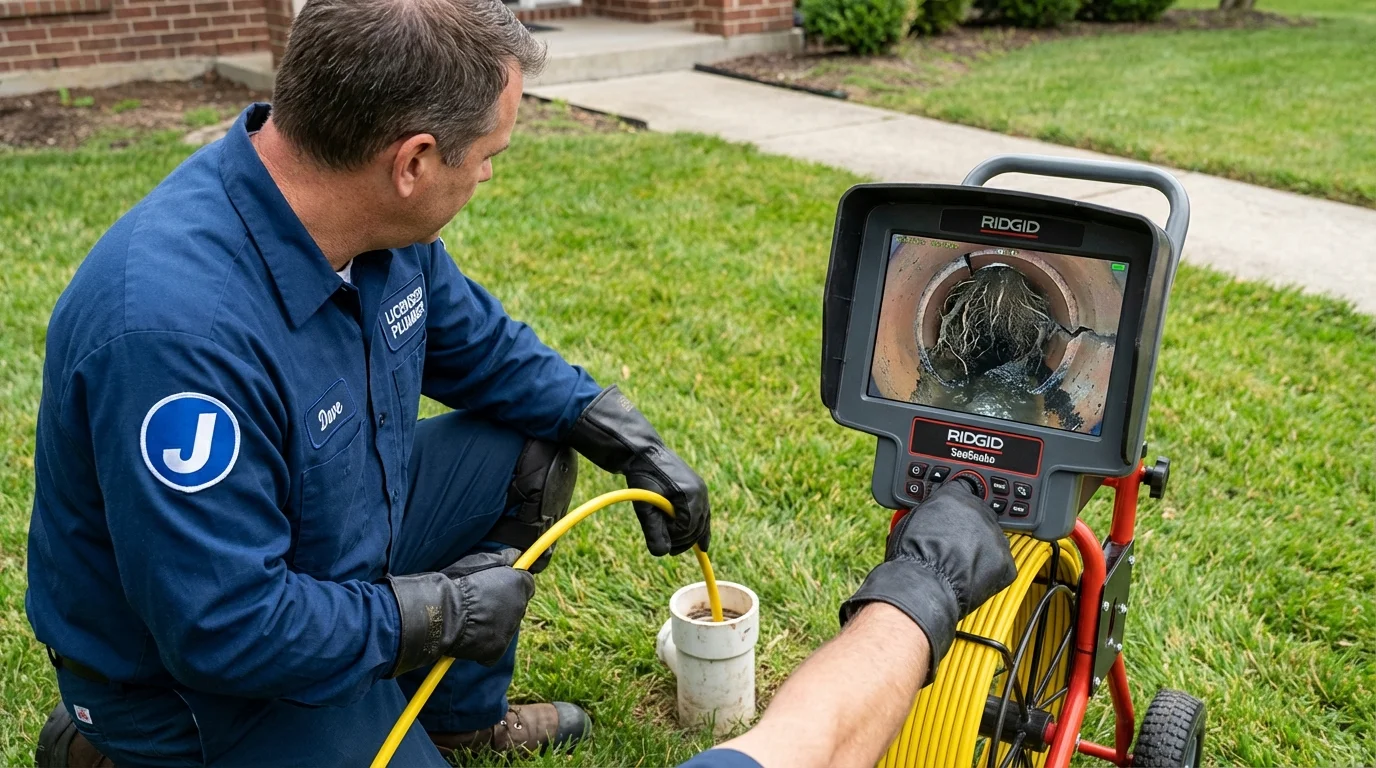 Sewer camera inspection being performed by Johns Plumbing LLC in Slatington
